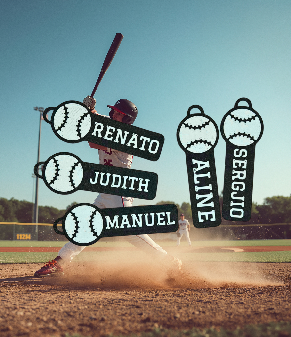Baseball mit Namen Schlüsselanhänger